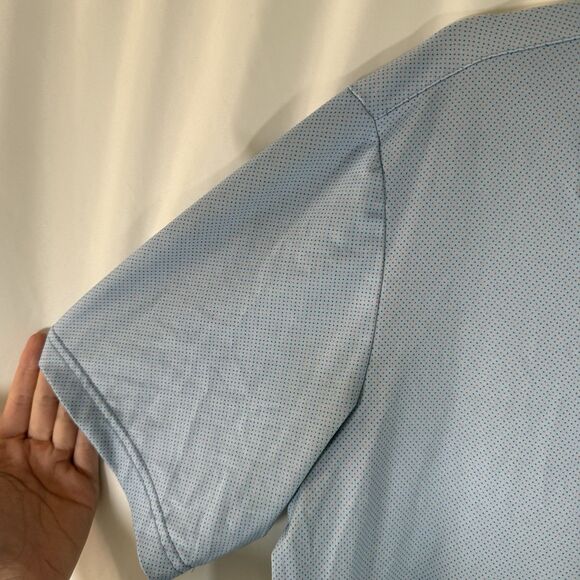 ADIDAS Golf Polo Men's Medium Blue Polka Dot Short Sleeve Soft Collared - Picture 4 of 8